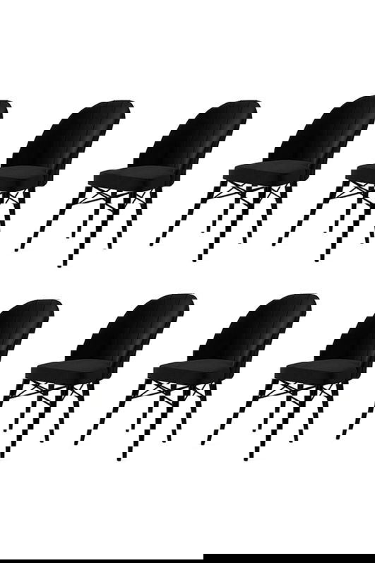 Set scaune 6 piese, Charlotte, Ritim, Metal, Negru