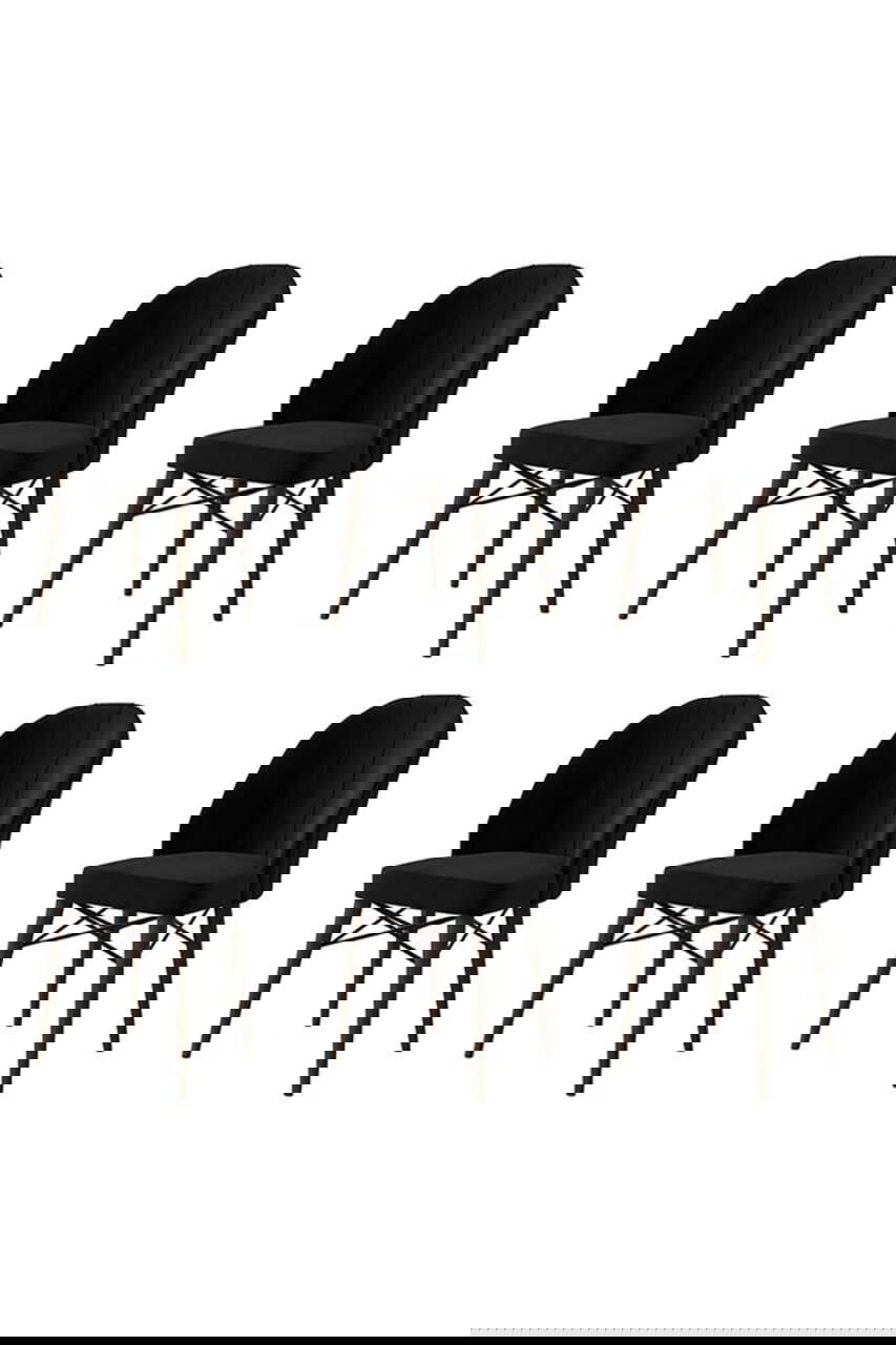 Set scaune 6 piese, Charlotte, Ritim, Metal, Negru/Maro