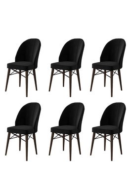 Set scaune 6 piese, Charlotte, Ritim, Metal, Negru/Maro