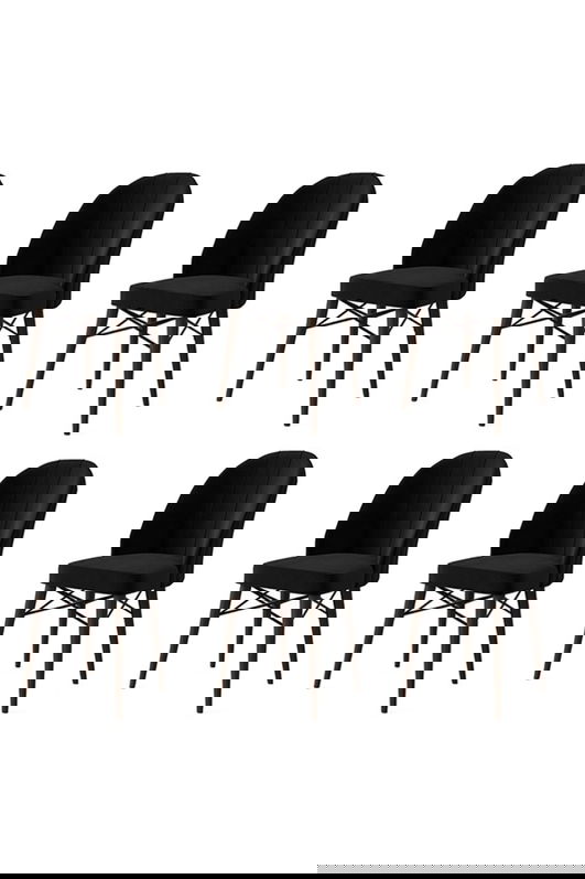 Set scaune 6 piese, Charlotte, Ritim, Metal, Negru/Maro