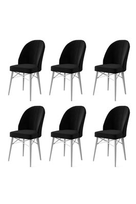 Set scaune 6 piese, Charlotte, Ritim, Metal, Alb/Negru