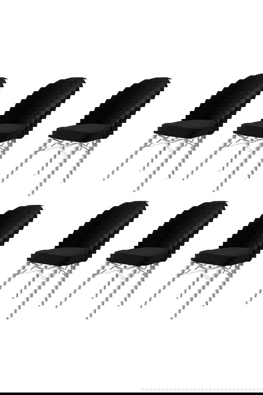 Set scaune 6 piese, Charlotte, Ritim, Metal, Alb/Negru