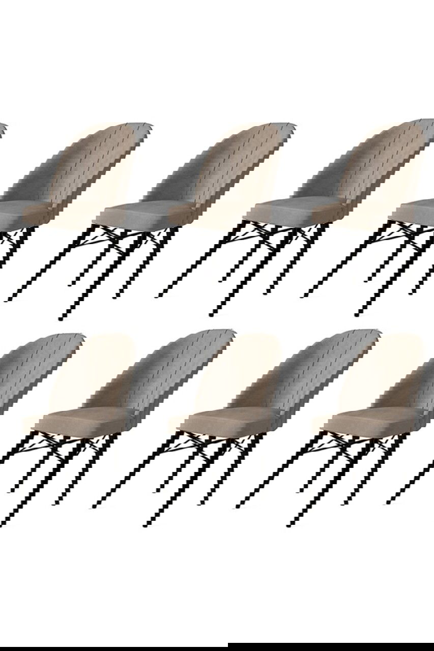 Set scaune 6 piese, Charlotte, Ritim, Metal, Cappuccino / Negru