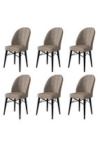 Set scaune 6 piese, Charlotte, Ritim, Metal, Cappuccino / Negru