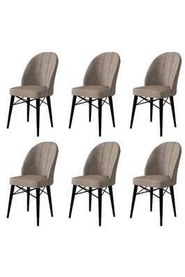 Set scaune 6 piese, Charlotte, Ritim, Metal, Cappuccino / Negru
