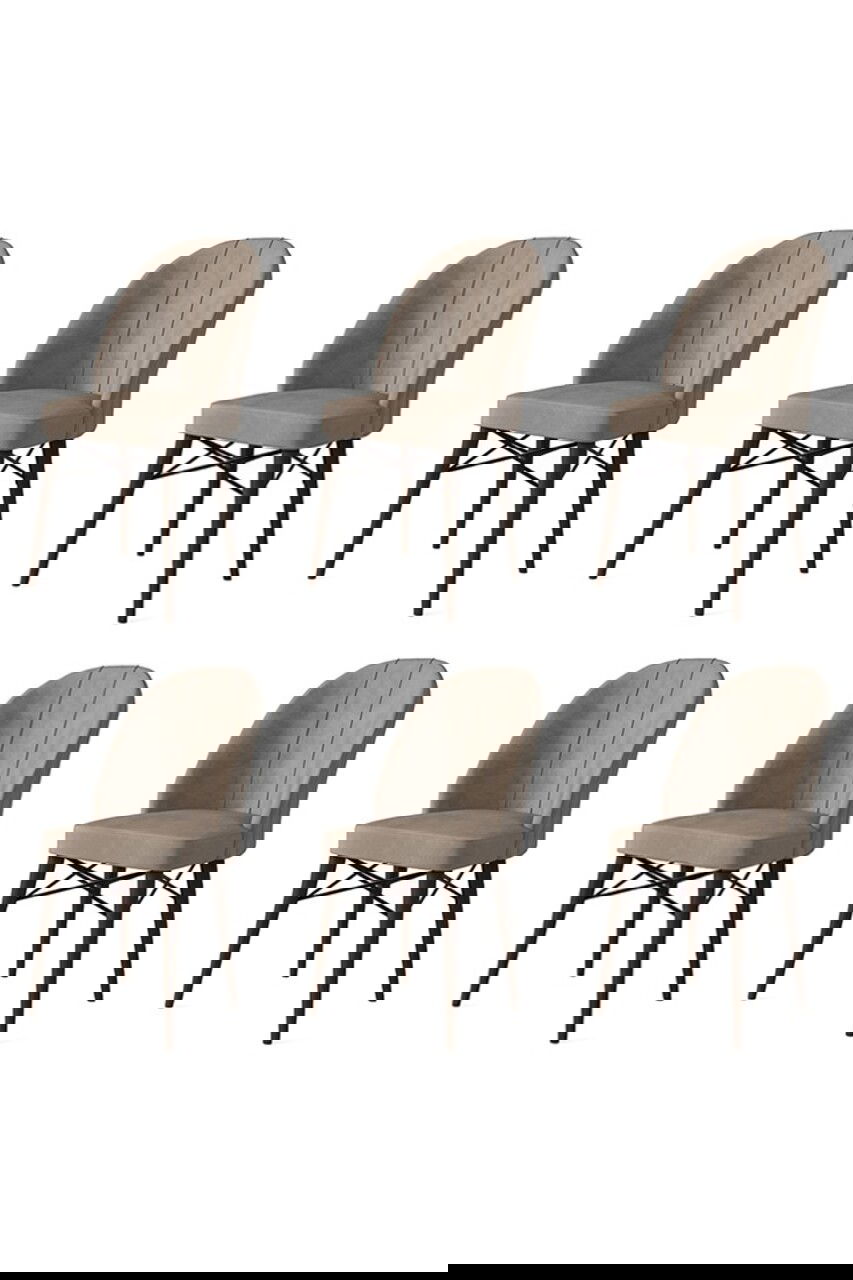 Set scaune 6 piese, Charlotte, Ritim, Metal, Cappuccino/Maro