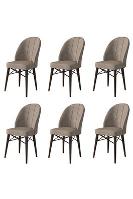 Set scaune 6 piese, Charlotte, Ritim, Metal, Cappuccino/Maro