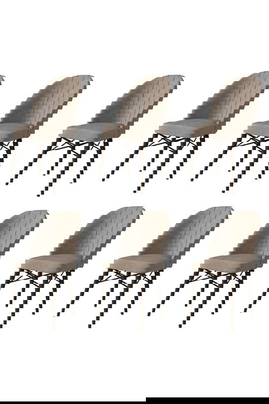 Set scaune 6 piese, Charlotte, Ritim, Metal, Cappuccino/Maro