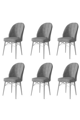 Set scaune 6 piese, Charlotte, Ritim, Metal, Cappuccino / Alb