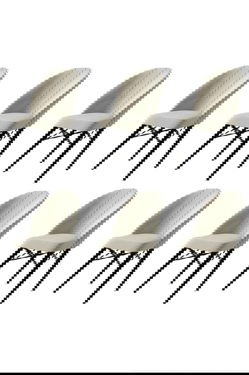 Set scaune 6 piese, Charlotte, Ritim, Metal, Crem/Negru