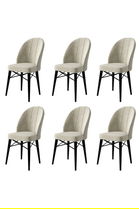 Set scaune 6 piese, Charlotte, Ritim, Metal, Crem/Negru