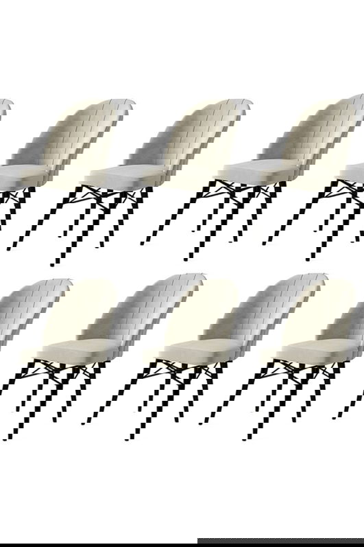 Set scaune 6 piese, Charlotte, Ritim, Metal, Crem/Negru