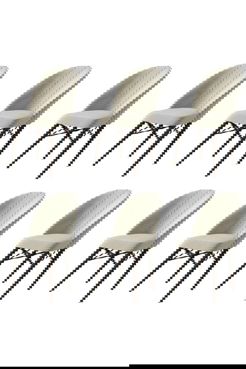 Set scaune 6 piese, Charlotte, Ritim, Metal, Crem/Maro