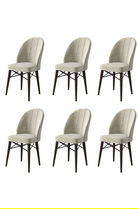 Set scaune 6 piese, Charlotte, Ritim, Metal, Crem/Maro