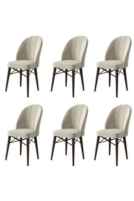 Set scaune 6 piese, Charlotte, Ritim, Metal, Crem/Maro