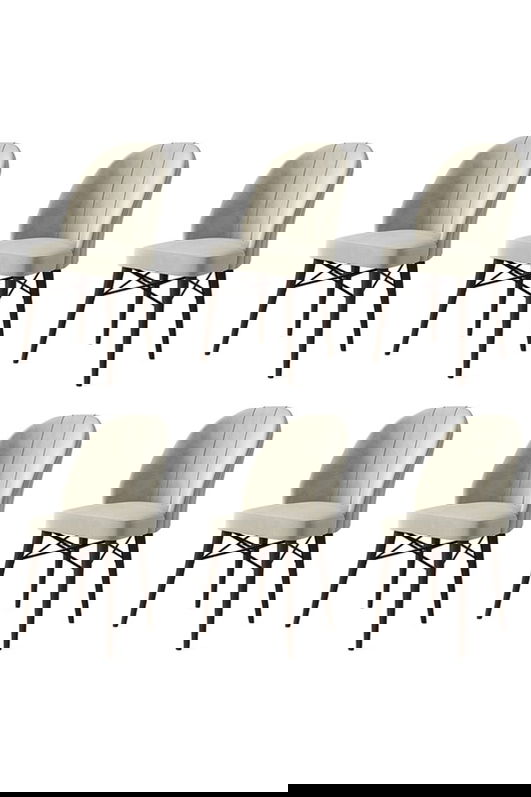 Set scaune 6 piese, Charlotte, Ritim, Metal, Crem/Maro