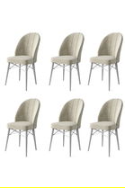 Set scaune 6 piese, Charlotte, Ritim, Metal, Crem/Alb