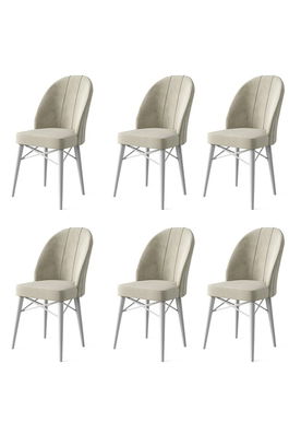 Set scaune 6 piese, Charlotte, Ritim, Metal, Crem/Alb