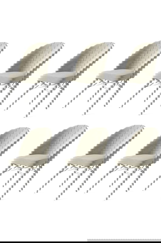Set scaune 6 piese, Charlotte, Ritim, Metal, Crem/Alb