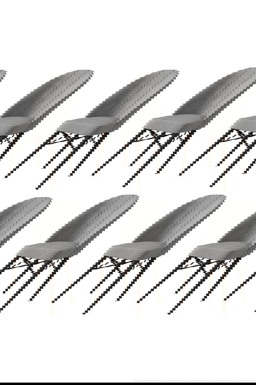 Set scaune 6 piese, Charlotte, Ritim, Metal, Gri/Maro