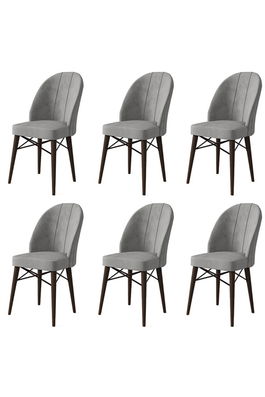 Set scaune 6 piese, Charlotte, Ritim, Metal, Gri/Maro