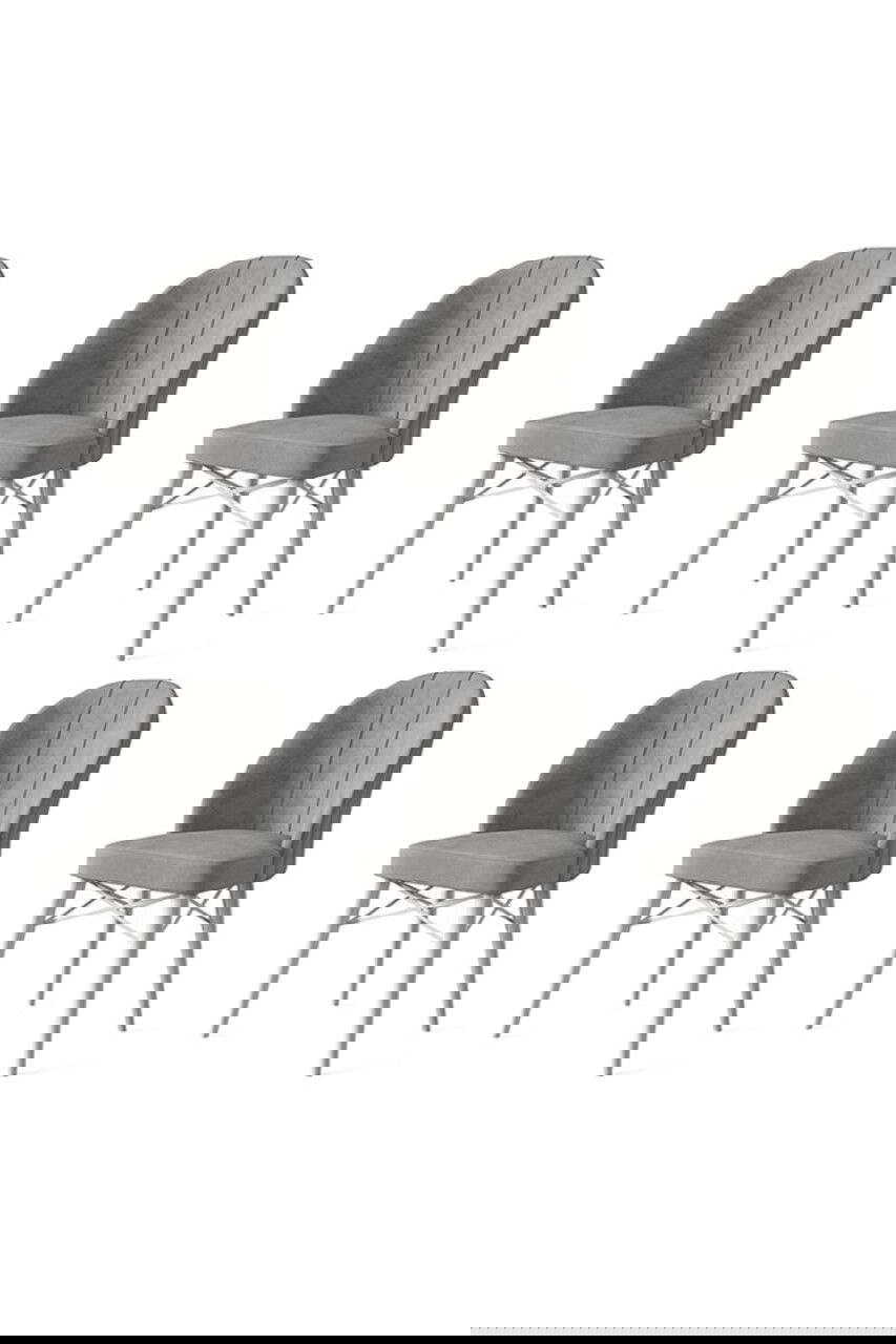 Set scaune 6 piese, Charlotte, Ritim, Metal, Gri/Alb