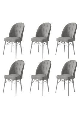 Set scaune 6 piese, Charlotte, Ritim, Metal, Gri/Alb