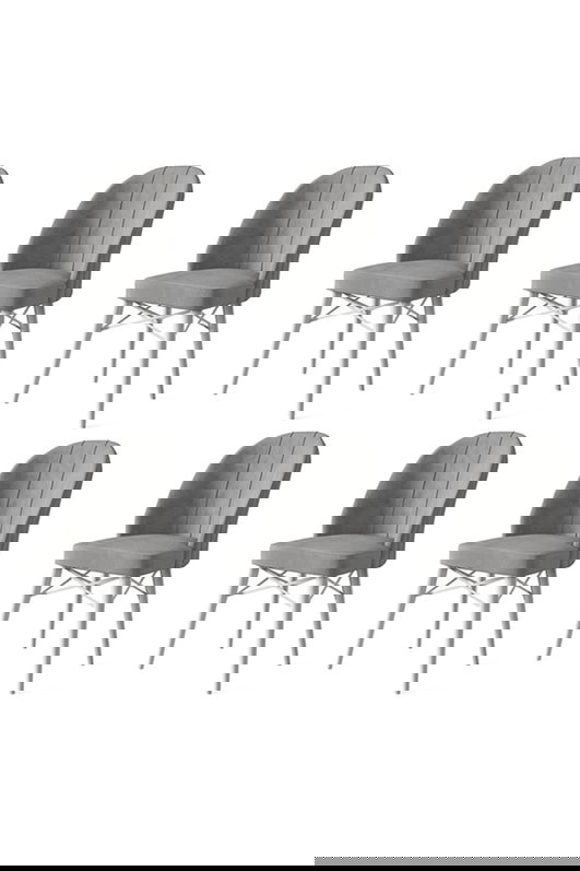 Set scaune 6 piese, Charlotte, Ritim, Metal, Gri/Alb