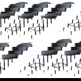 Set scaune de bar 6 piese, Charlotte, Alte, Metal, Antracit / Negru