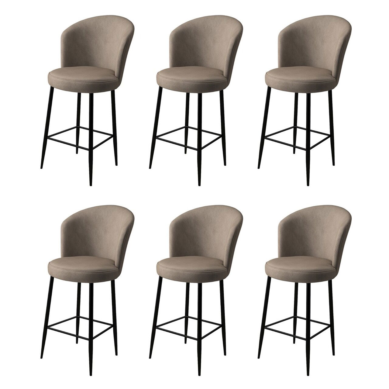 Set scaune de bar 6 piese, Charlotte, Alte, Metal, Cappuccino / Negru