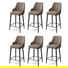 Set scaune de bar 6 piese, Charlotte, Enox, Metal, Cappuccino / Negru