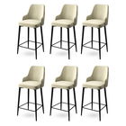 Set scaune de bar 6 piese, Charlotte, Enox, Metal, Crem/Negru