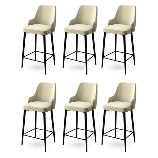 Set scaune de bar 6 piese, Charlotte, Enox, Metal, Crem/Negru