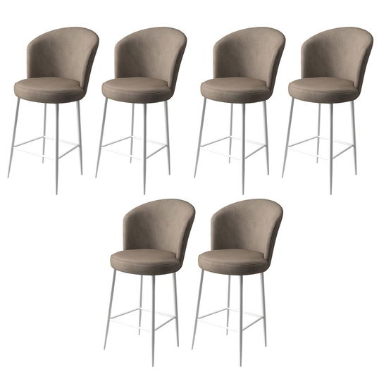 Set scaune de bar 6 piese, Charlotte, Fora, Metal, Cappuccino / Alb