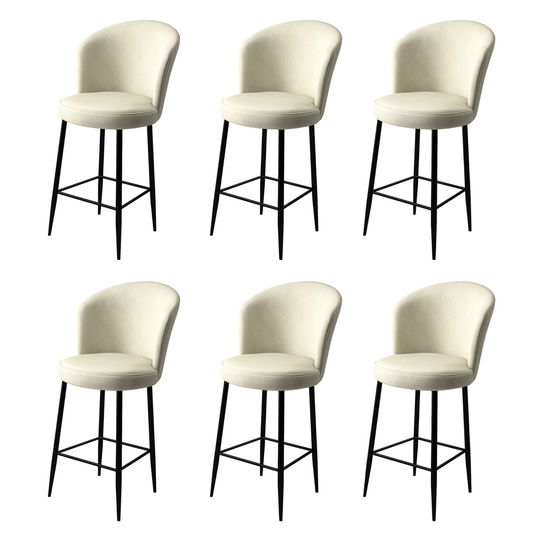 Set scaune de bar 6 piese, Charlotte, Fora, Metal, Crem/Negru