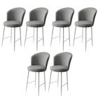 Set scaune de bar 6 piese, Charlotte, Fora, Metal, Gri/Alb