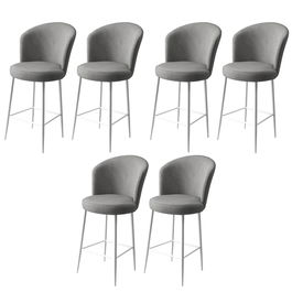 Set scaune de bar 6 piese, Charlotte, Fora, Metal, Gri/Alb