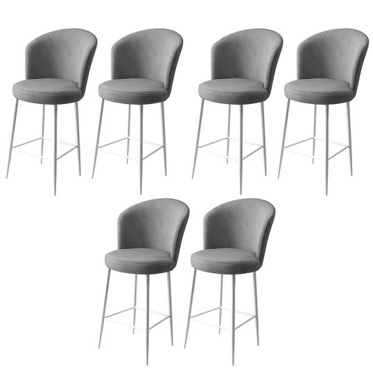 Set scaune de bar 6 piese, Charlotte, Fora, Metal, Gri/Alb