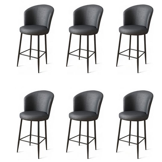Set scaune de bar 6 piese, Charlotte, Uras, Metal, Antracit / Negru