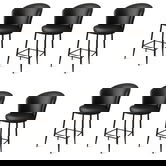 Set scaune de bar 6 piese, Charlotte, Uras, Metal, Negru