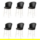 Set scaune de bar 6 piese, Charlotte, Uras, Metal, Alb/Negru