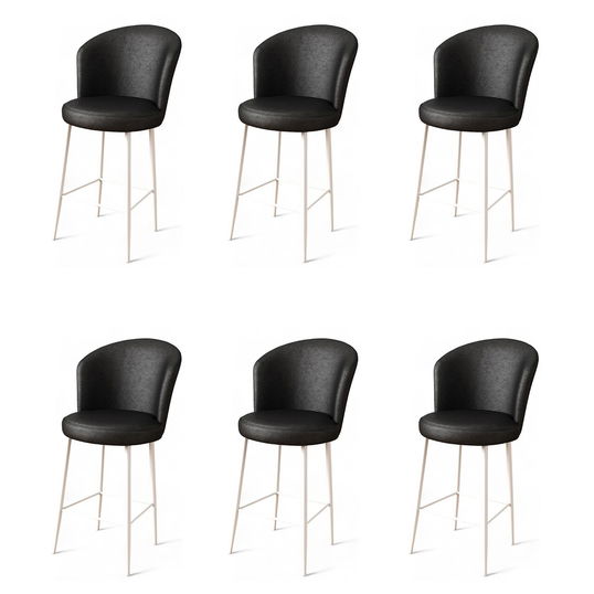 Set scaune de bar 6 piese, Charlotte, Uras, Metal, Alb/Negru