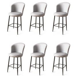 Set scaune de bar 6 piese, Charlotte, Uras, Metal, Gri/Negru
