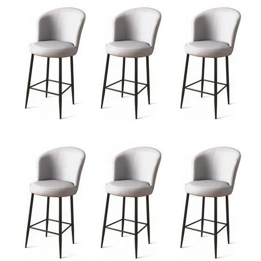 Set scaune de bar 6 piese, Charlotte, Uras, Metal, Gri/Negru