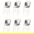 Set scaune de bar 6 piese, Charlotte, Uras, Metal, Gri/Alb
