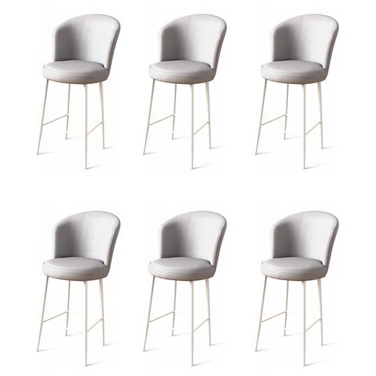 Set scaune de bar 6 piese, Charlotte, Uras, Metal, Gri/Alb
