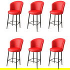 Set scaune de bar 6 piese, Charlotte, Uras, Metal, Roșu/Negru