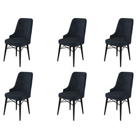 Set scaune 6 piese, Charlotte, Pare, Metal, Antracit / Negru
