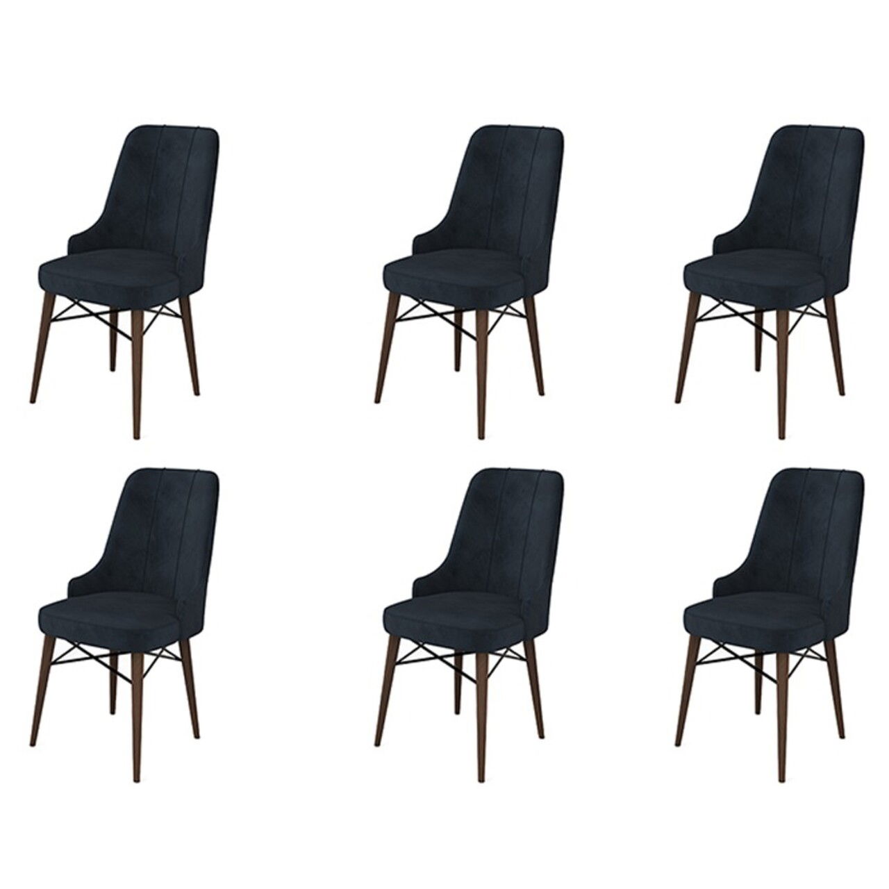 Set scaune 6 piese, Charlotte, Pare, Metal, Antracit/Maro