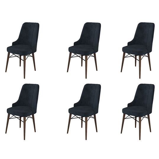 Set scaune 6 piese, Charlotte, Pare, Metal, Antracit/Maro
